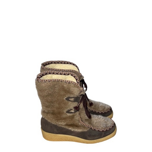 Snowland‎ Vintage Lace Up Mid-Calf Winter Boots